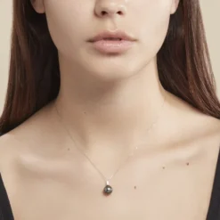 Collier Semi-baroque Or Blanc Perle De Culture De Tahiti