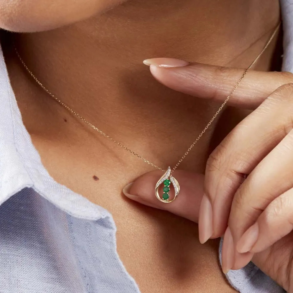 Collier Shahara Or Jaune Emeraude