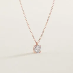 Collier Solitaire Argent Rose Lylwenn Oxyde De Zirconium