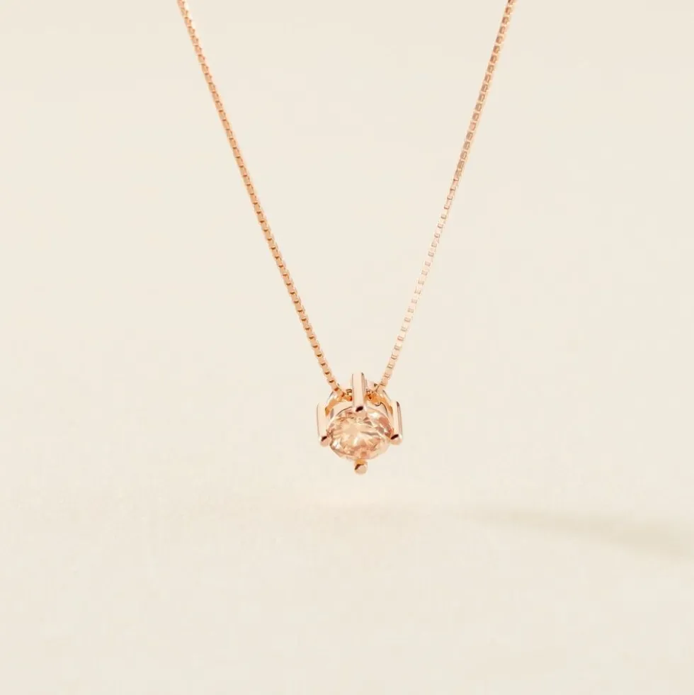 Collier Solitaire Argent Rose Rio Santa Teresa Oxyde De Zirconium