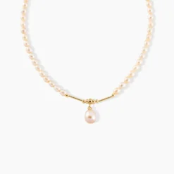 Collier Stella-Rose Or Jaune Perle De Culture