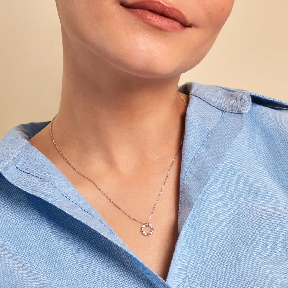 Collier Sueda Argent Blanc Oxyde De Zirconium