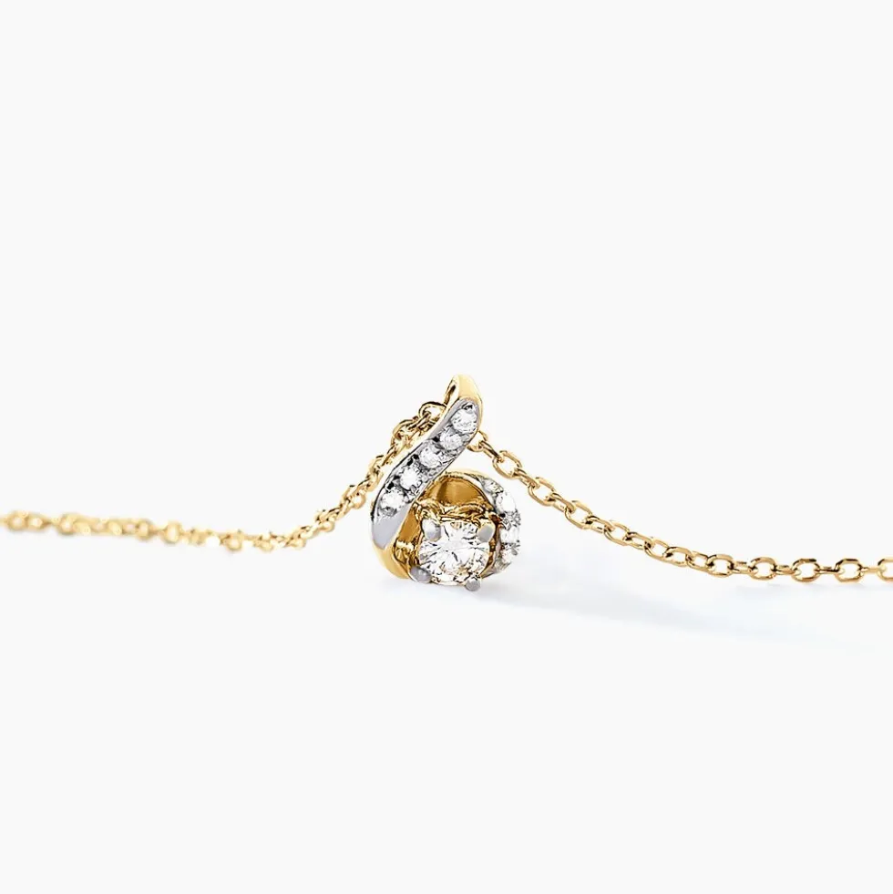 Collier Vrille Accompagnee Or Jaune Diamant