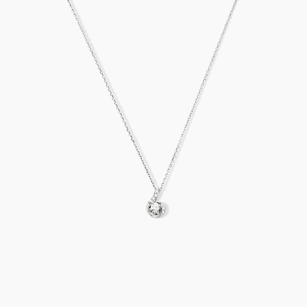 Collier Vrille Accompagnee Or Blanc Diamant