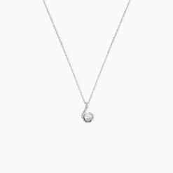 Collier Vrille Accompagnee Or Blanc Diamant