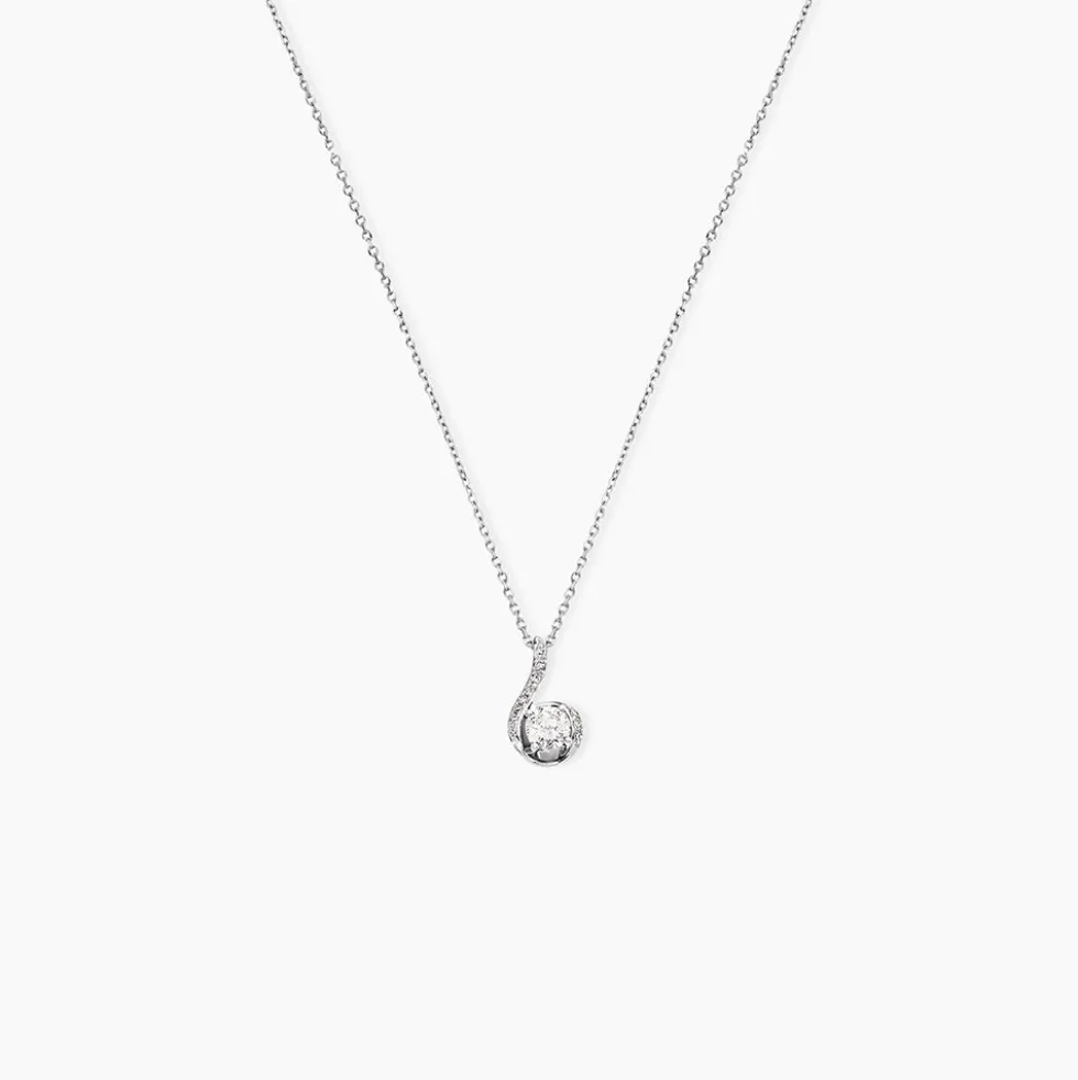 Collier Vrille Accompagnee Or Blanc Diamant