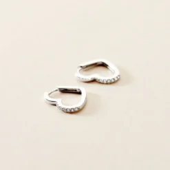 Creoles Argent Blanc Deep In Love Oxyde De Zirconium