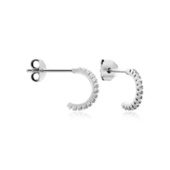Créoles Alvah Argent Blanc Oxyde De Zirconium