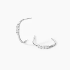 Créoles Anemone Argent Blanc Oxyde De Zirconium