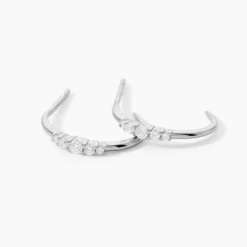 Créoles Anemone Argent Blanc Oxyde De Zirconium