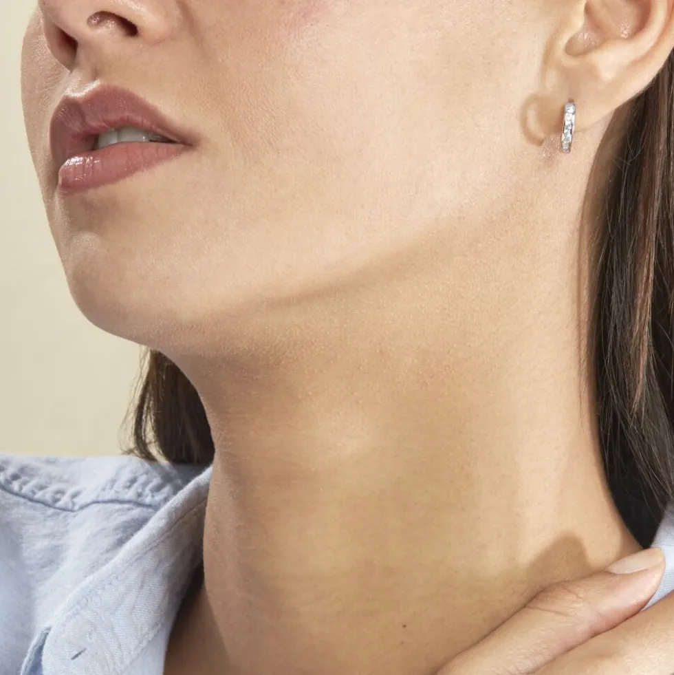 Créoles Anne-sixtine Argent Blanc Oxyde De Zirconium