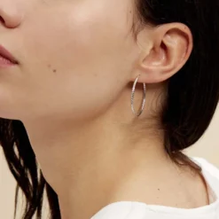 Créoles Argent Blanc Agathe