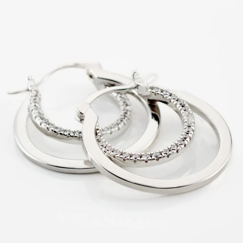 Créoles Argent Blanc Linnette Oxydes De Zirconium