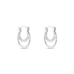 Créoles Argent Blanc Linnette Oxydes De Zirconium
