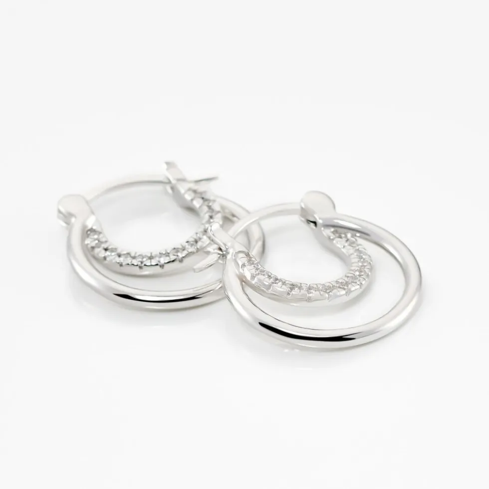 Créoles Argent Blanc Linnette Oxydes De Zirconium