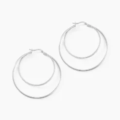 Créoles Argent Blanc Marjorie