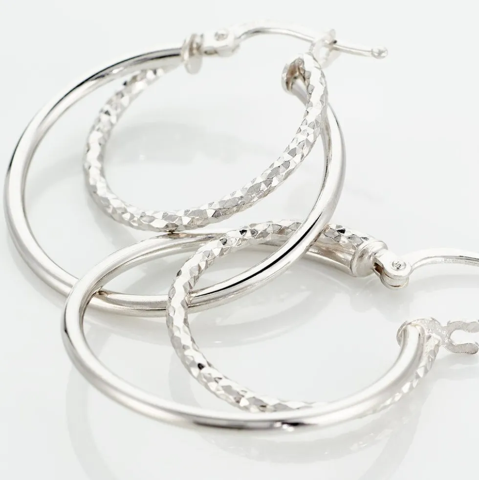 Créoles Argent Blanc Marjorie