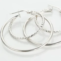 Créoles Argent Blanc Marjorie