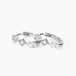 Créoles Astrea Argent Blanc Oxyde De Zirconium