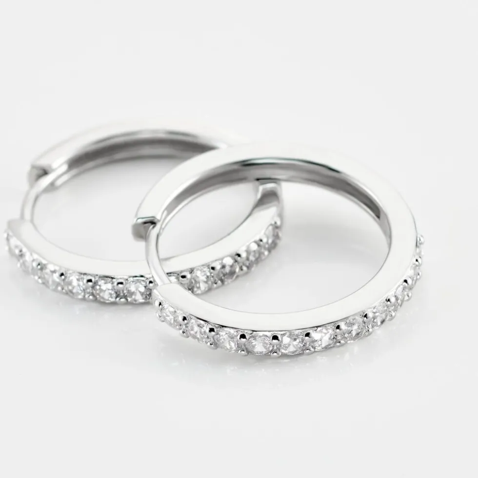 Créoles Classique Argent Blanc Jussi Oxyde De Zirconium