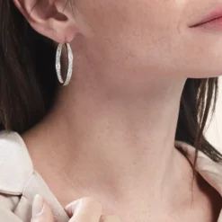 Créoles Classique Argent Blanc Django Oxyde De Zirconium