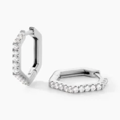 Créoles Corentine Argent Blanc Oxyde De Zirconium