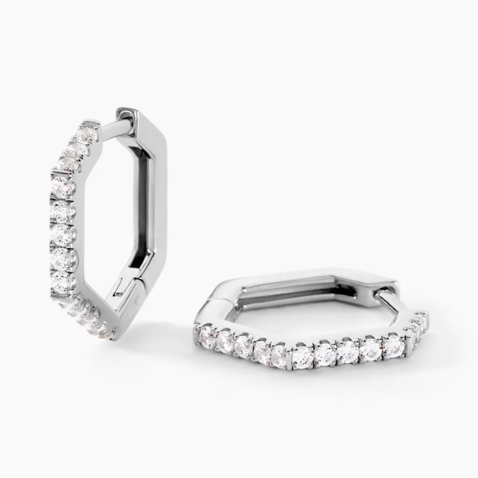 Créoles Corentine Argent Blanc Oxyde De Zirconium