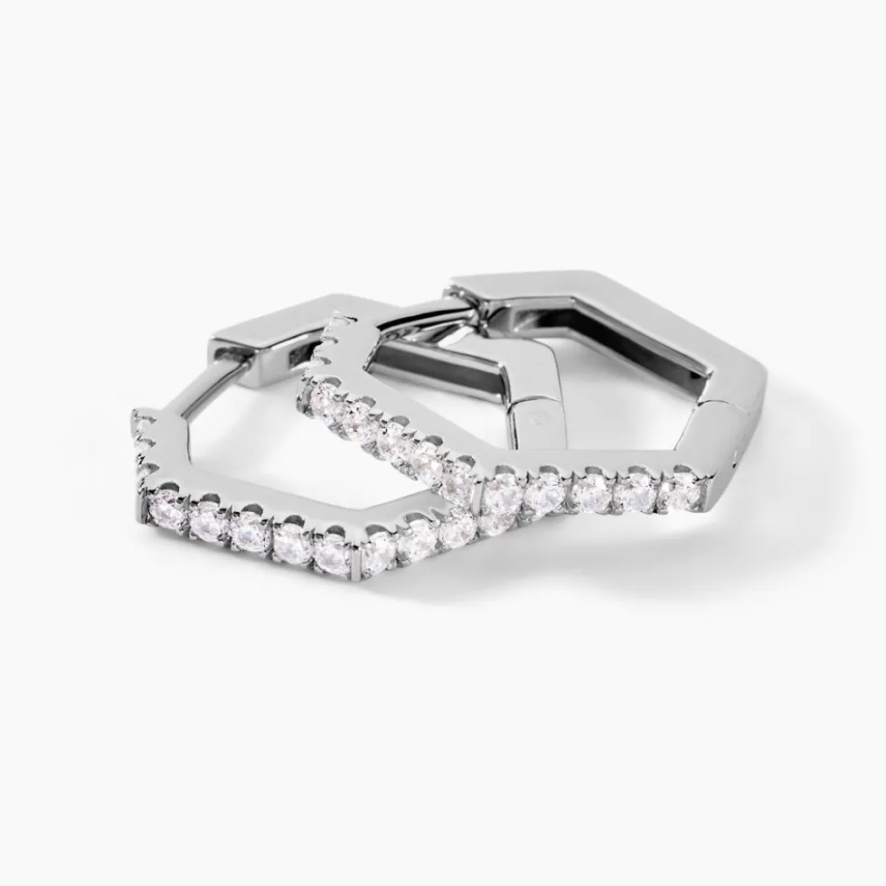 Créoles Corentine Argent Blanc Oxyde De Zirconium