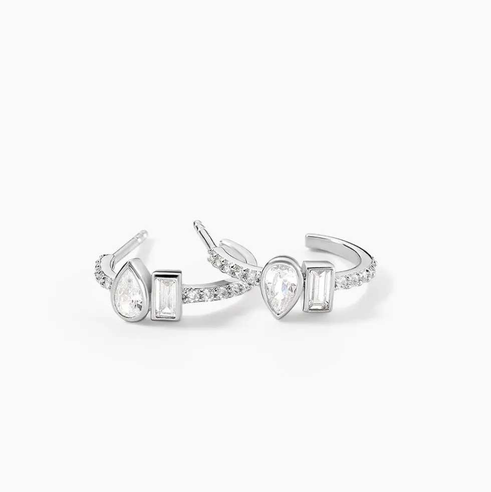 Créoles Dua Argent Blanc Oxyde De Zirconium