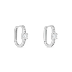 Créoles Francene Argent Blanc Oxyde De Zirconium