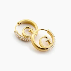 Créoles Guess Crazy Earrings Acier Jaune Oxyde De Zirconium