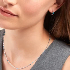 Créoles Ocean Argent Blanc Turquoise