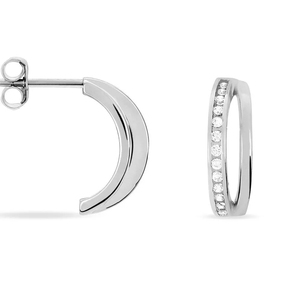 Créoles Otho Rondes Argent Blanc Oxyde De Zirconium