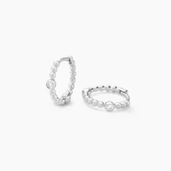 Créoles Salana Argent Blanc Oxyde De Zirconium