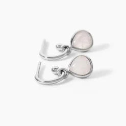 Créoles Tao Argent Blanc Quartz