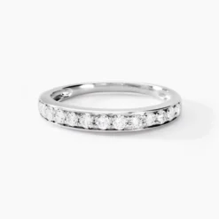 Demi-alliance Or Blanc Valentine Diamant Synthetique