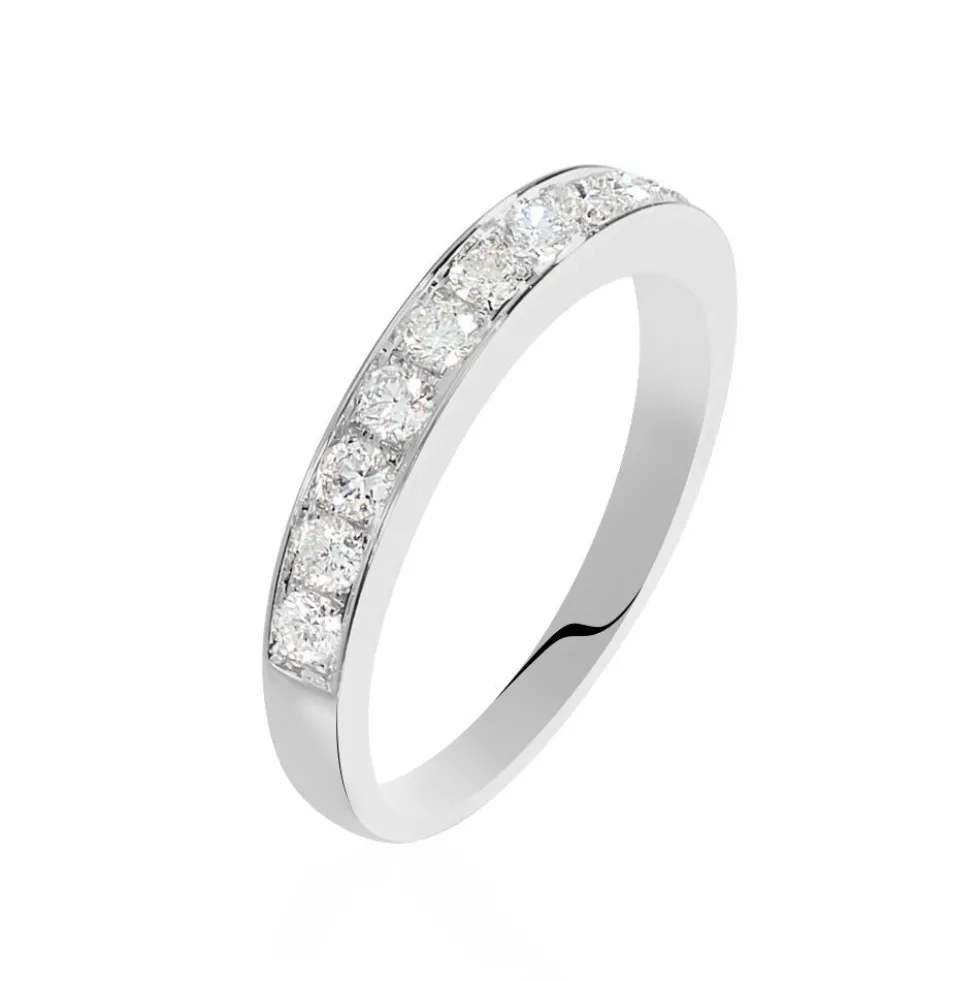 Demi-alliance Or Blanc Valentine Diamants Synthetique