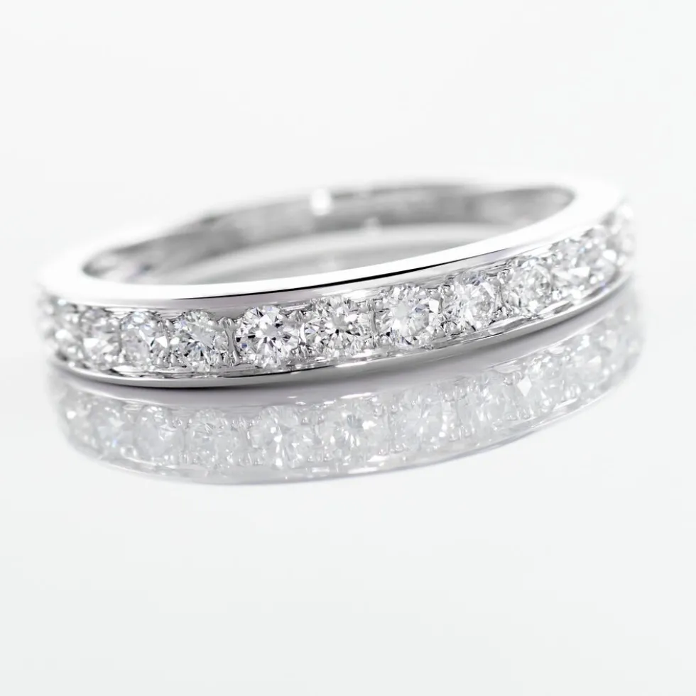 Demi-alliance Or Blanc Valentine Diamant Synthetique