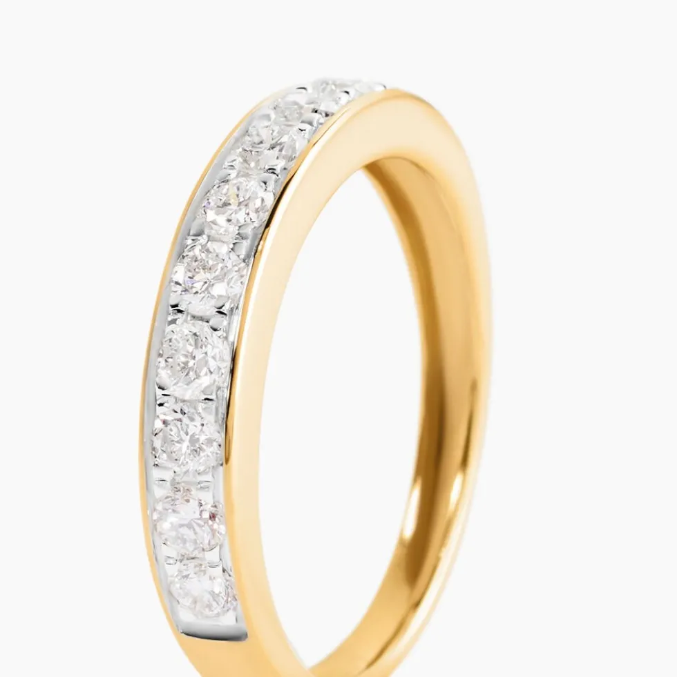 Demi-alliance Or Jaune Valentine Diamants Synthetique