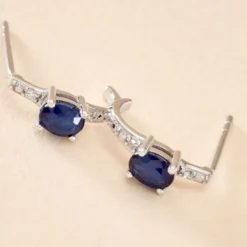 Demi Créoles Barrett Or Blanc Saphir Diamant
