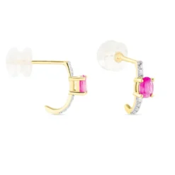 Demi Créoles Barrett Or Jaune Rubis Diamant