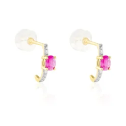 Demi Créoles Barrett Or Jaune Rubis Diamant
