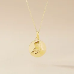 Medaille Or Jaune Vierge A L'enfant