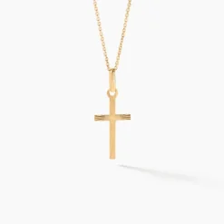 Pendentif Aidana Croix Striee Or Jaune