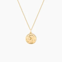Pendentif Amber Vierge Rond Diamante Or Jaune