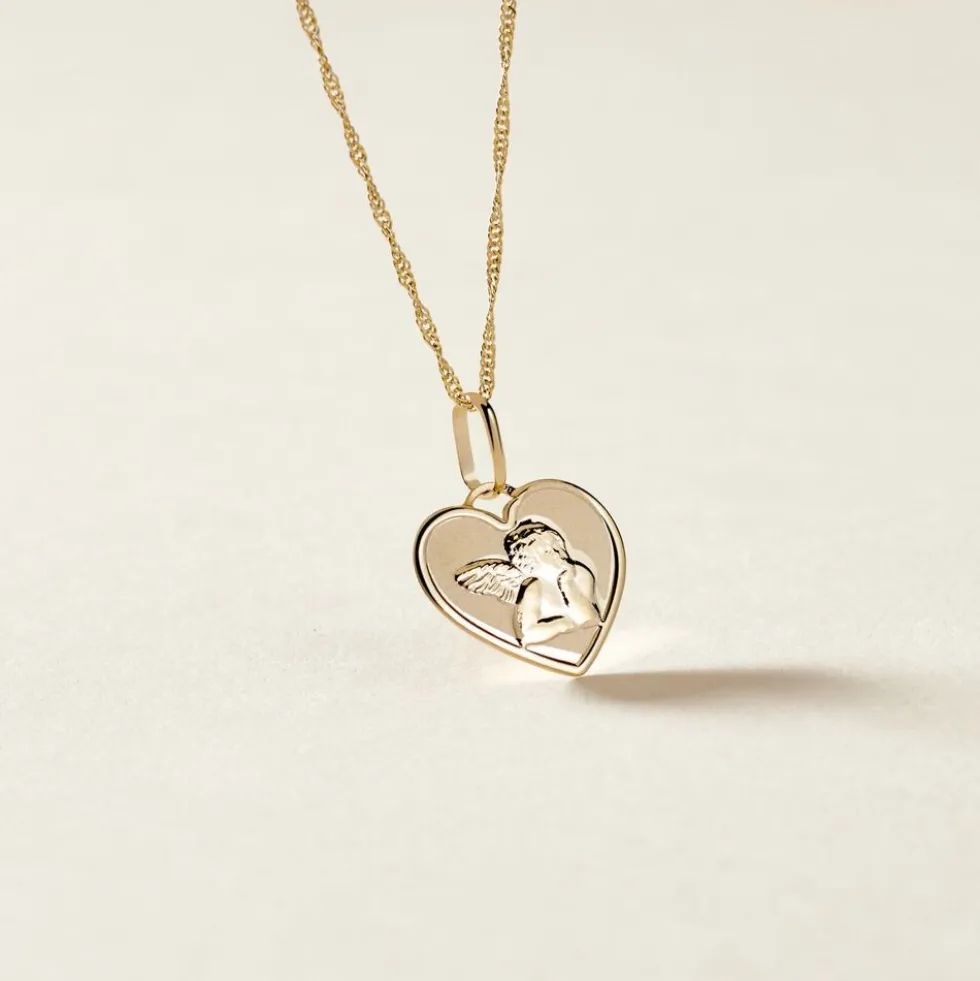 Pendentif Ange Coeur Or Jaune