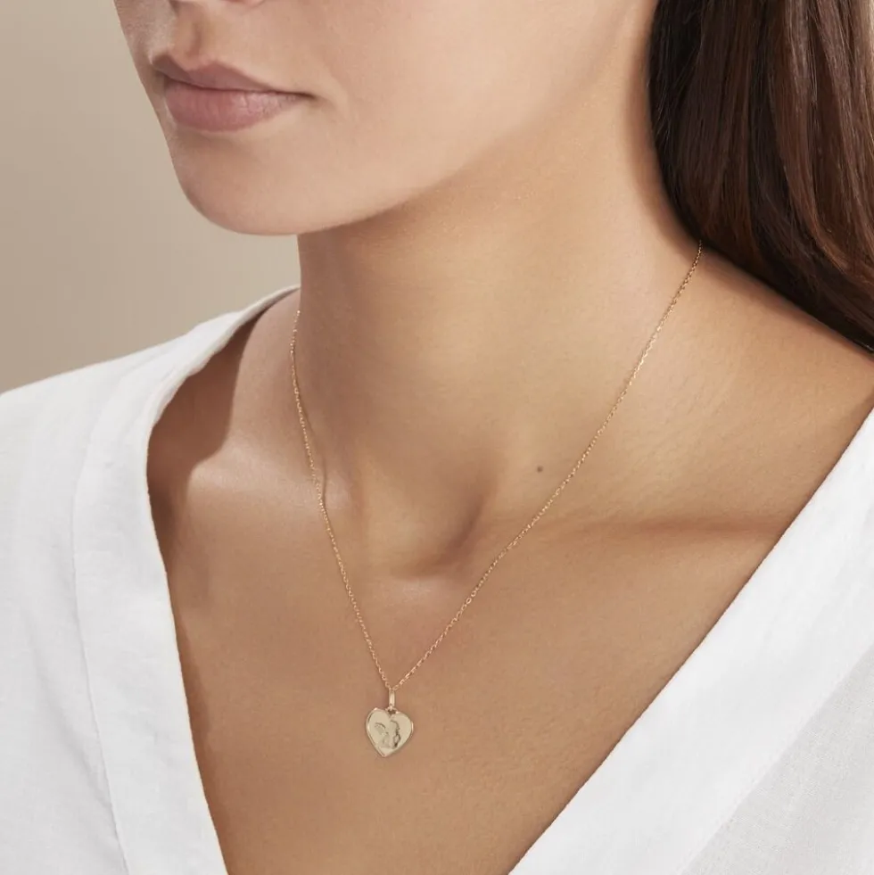 Pendentif Ange Coeur Or Jaune