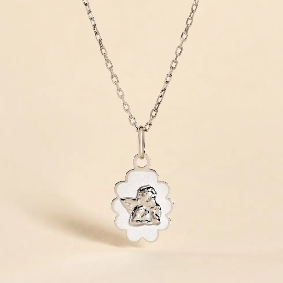 Pendentif Ange Nuage Or Blanc
