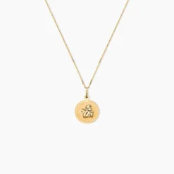 Pendentif Ange Rond Cisele Or Jaune