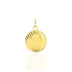 Pendentif Ange Rond Effet Diamante Or Jaune